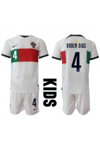 Fotbalové Dres Portugalsko Ruben Dias #4 Dětské Venkovní Oblečení MS 2022 Krátký Rukáv (+ trenýrky)